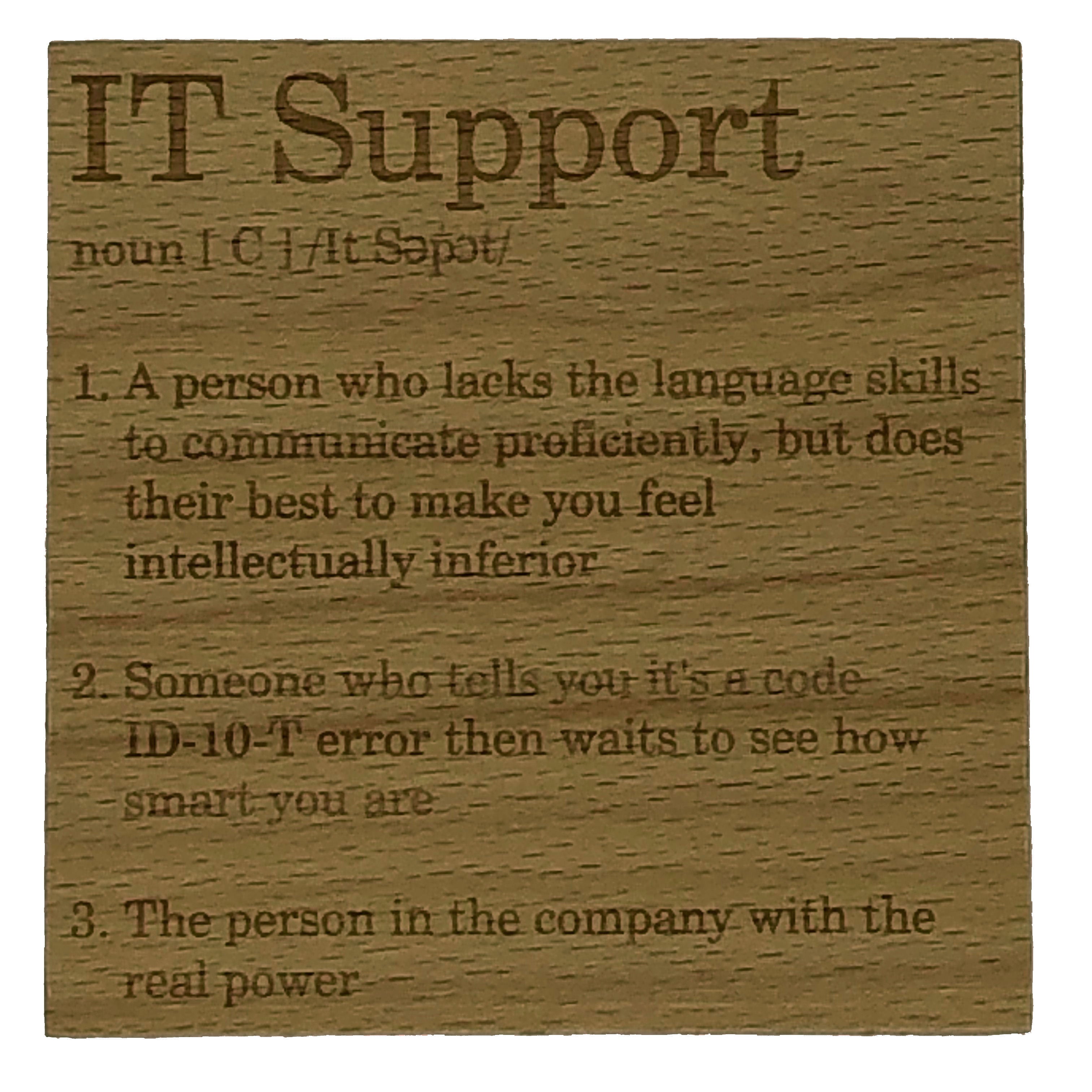 Wooden coaster - occupation - IT support