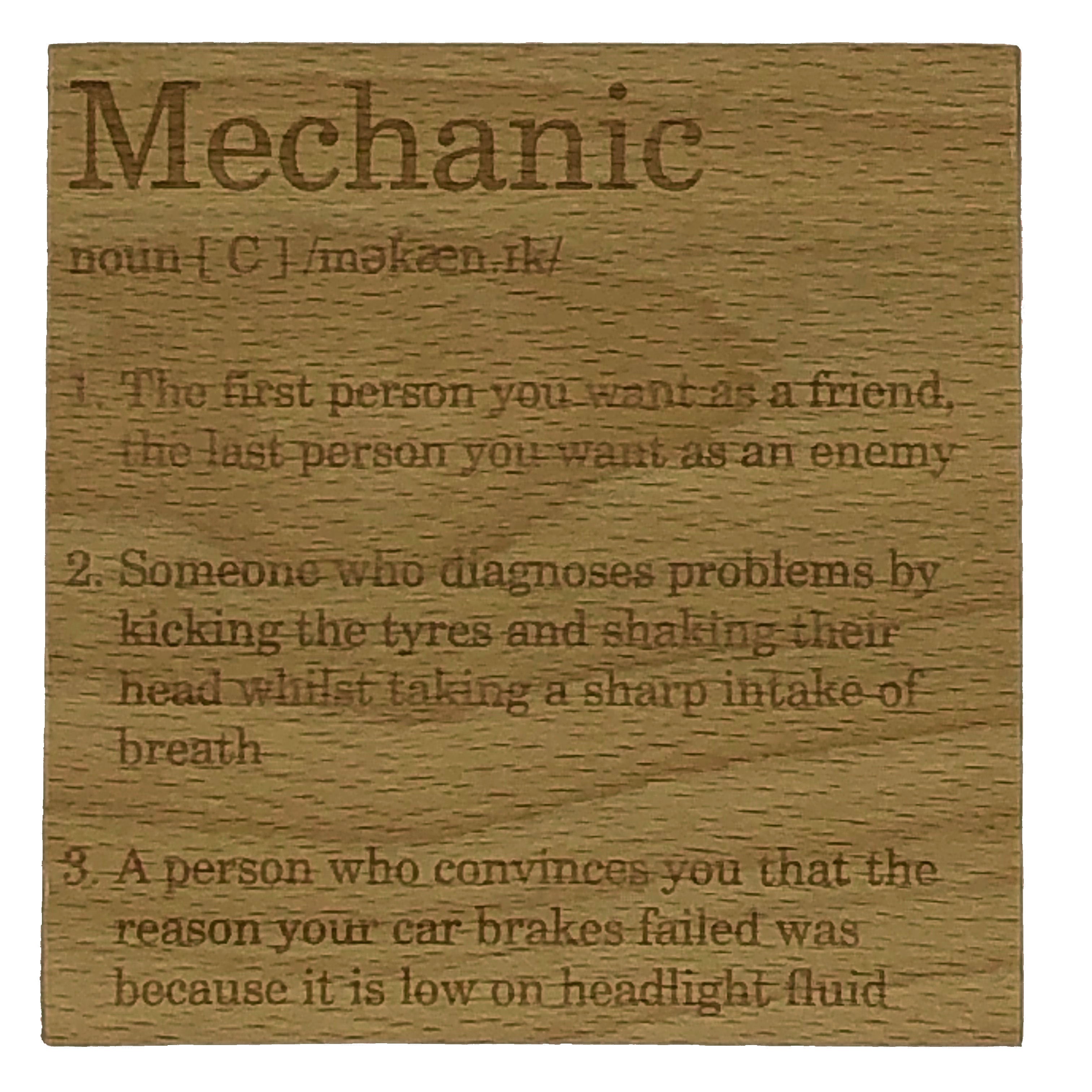 Wooden coaster - occupation - mechanic