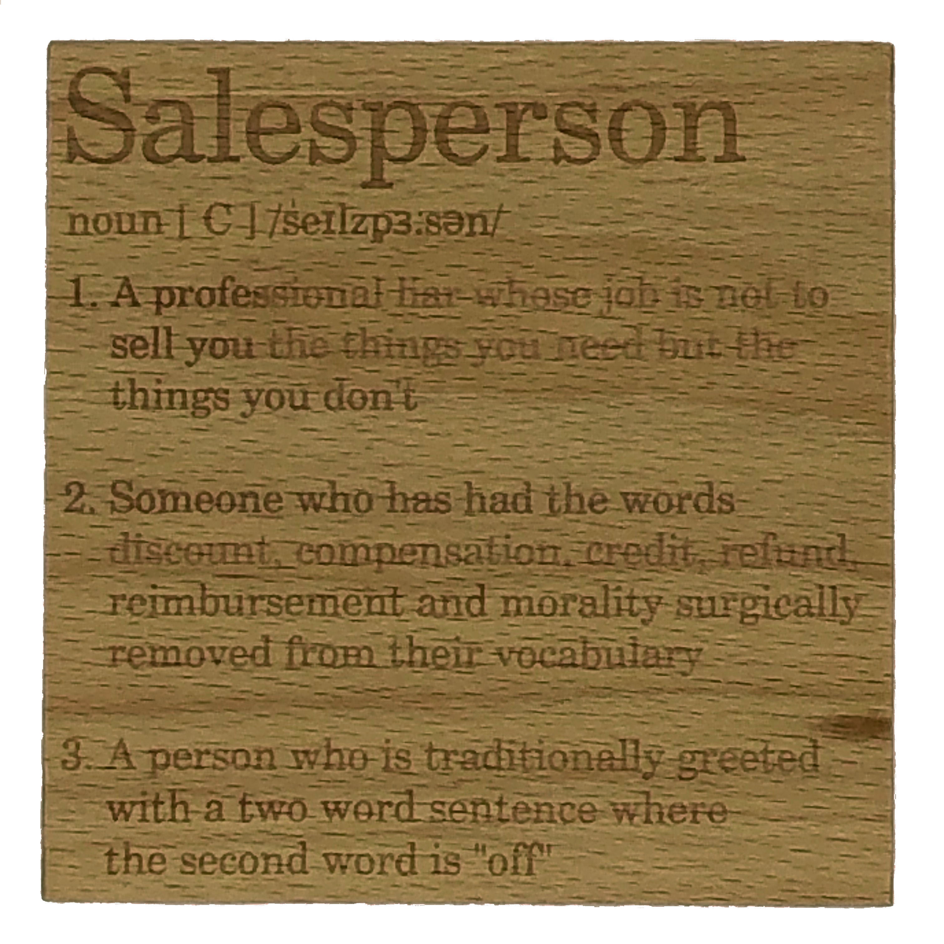 Wooden coaster - occupation - salesperson