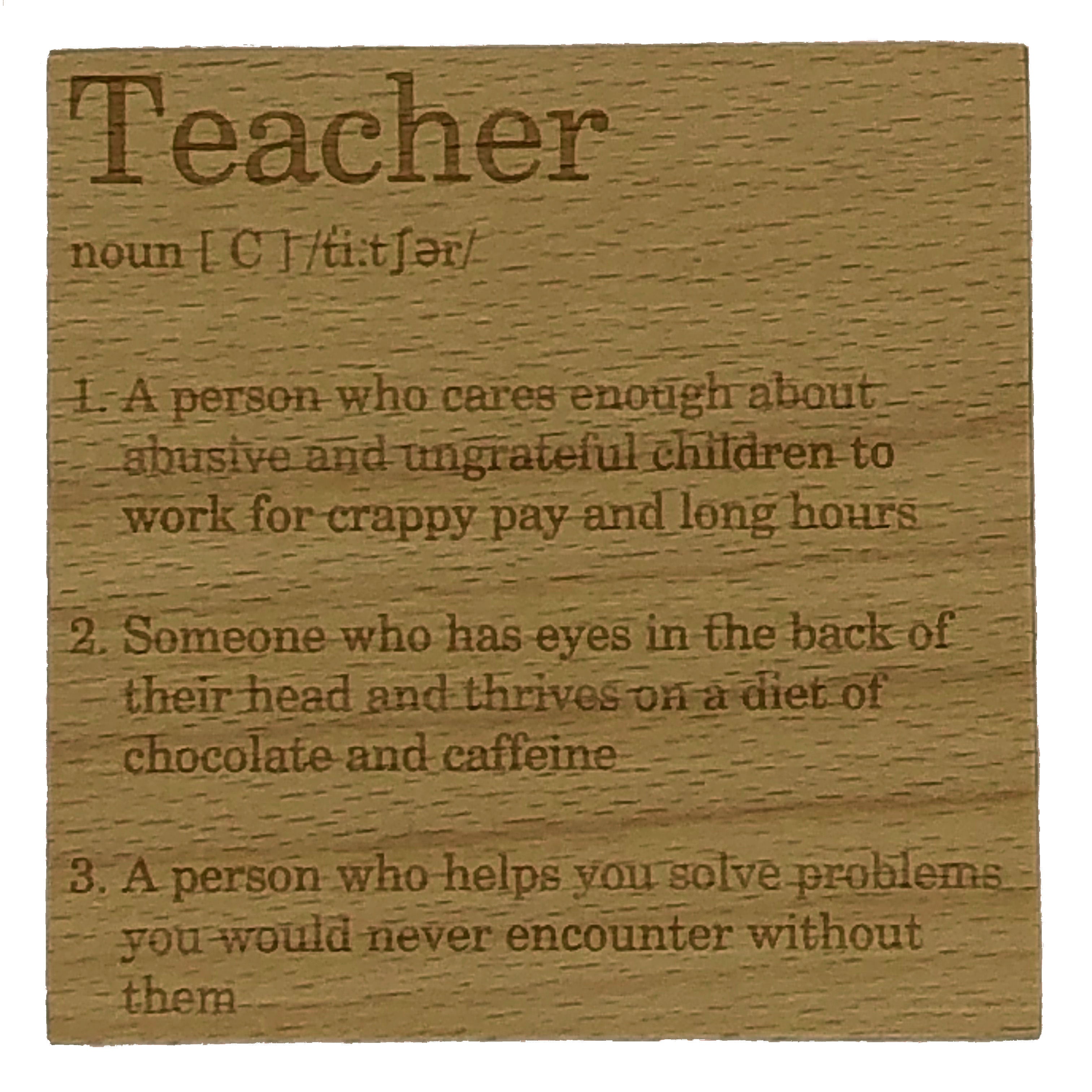 Wooden coaster - occupation - teacher