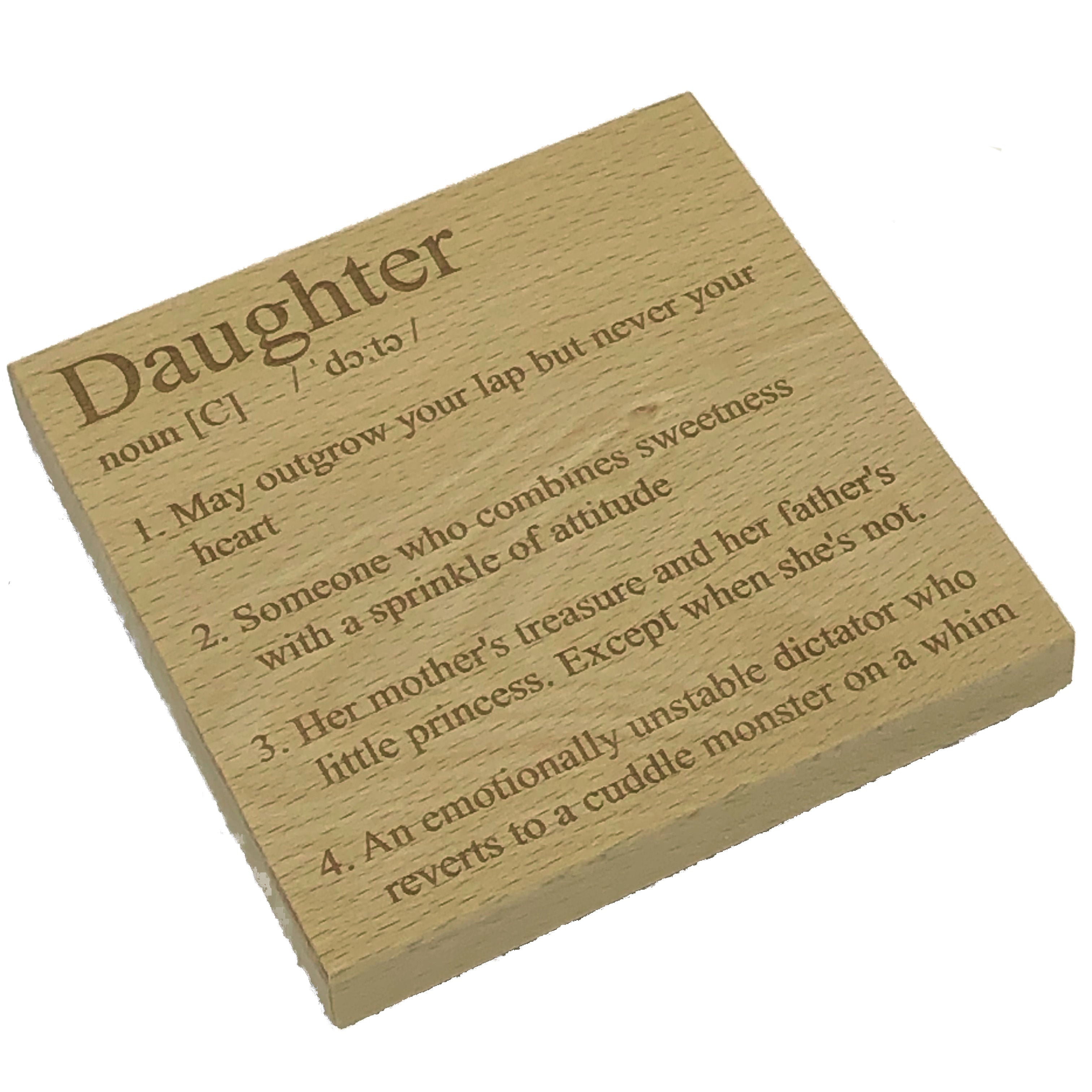 Wooden coaster - definition - daughter