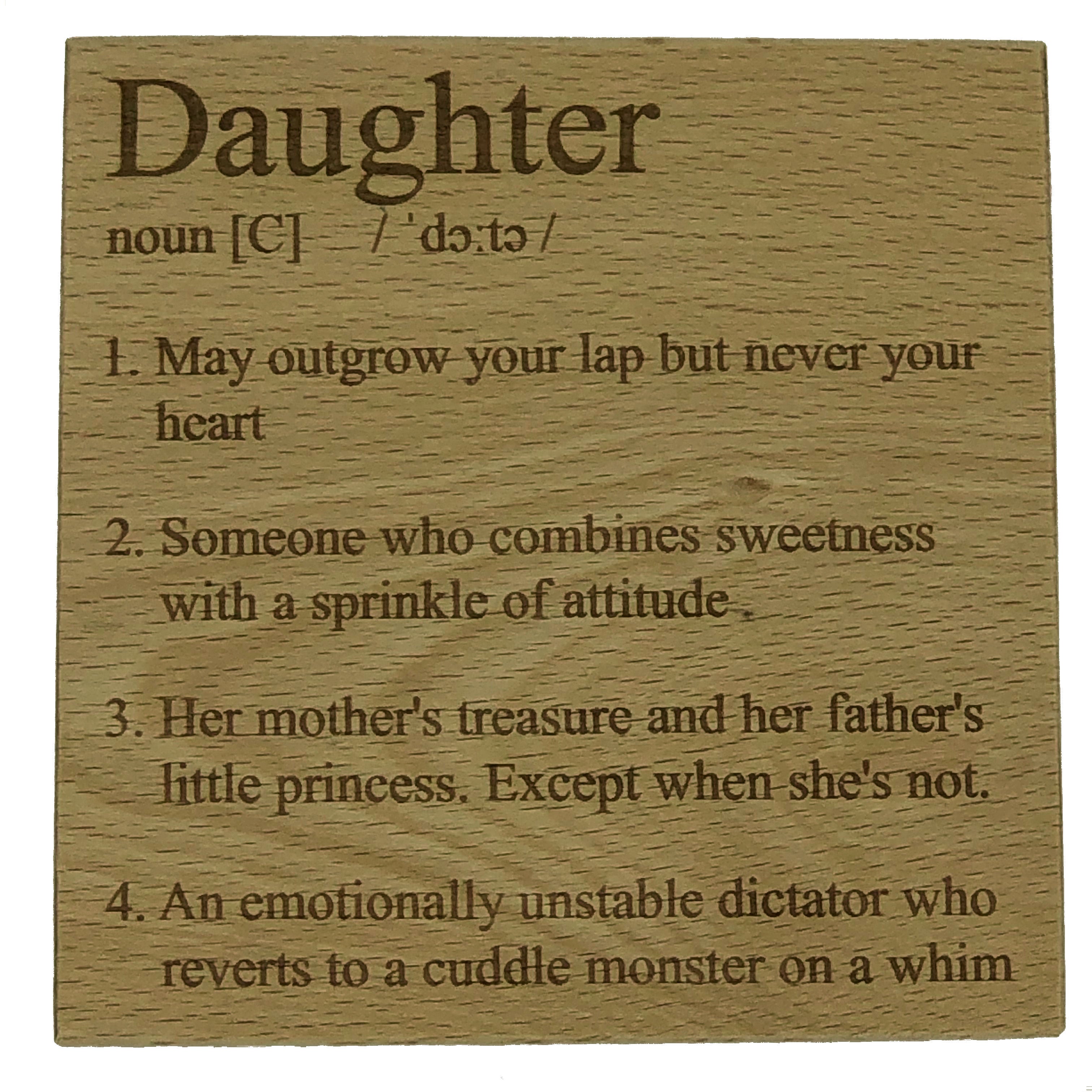 Wooden coaster - definition - daughter