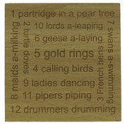 Wooden coaster - 12 twelve days of Christmas