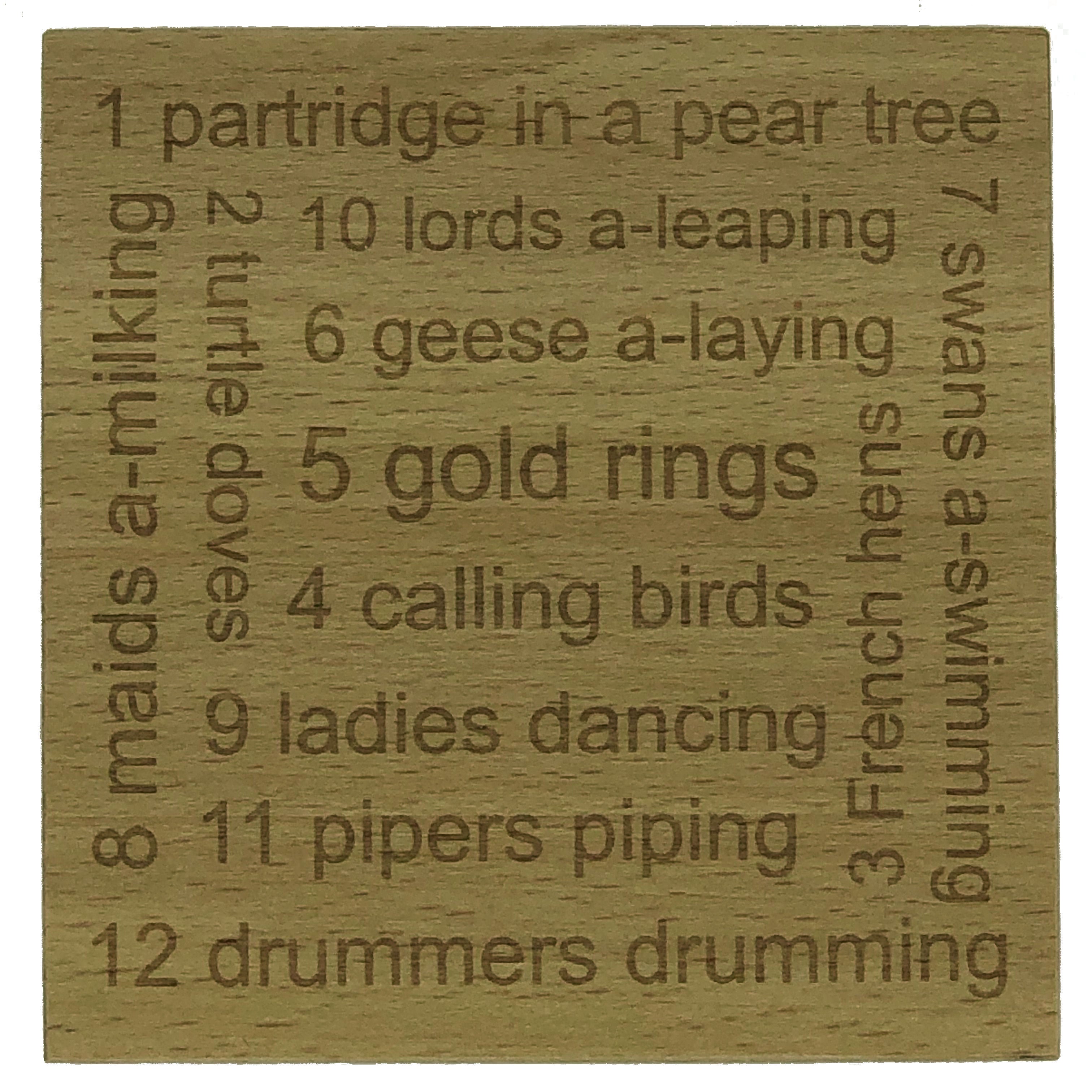 Wooden coaster - 12 twelve days of Christmas