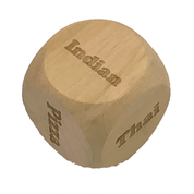 Wooden decision dice - cuisine, options, drinks