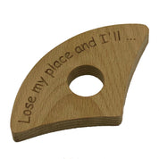 Wooden thumb book holder - lose my place and I'll rearrange your face