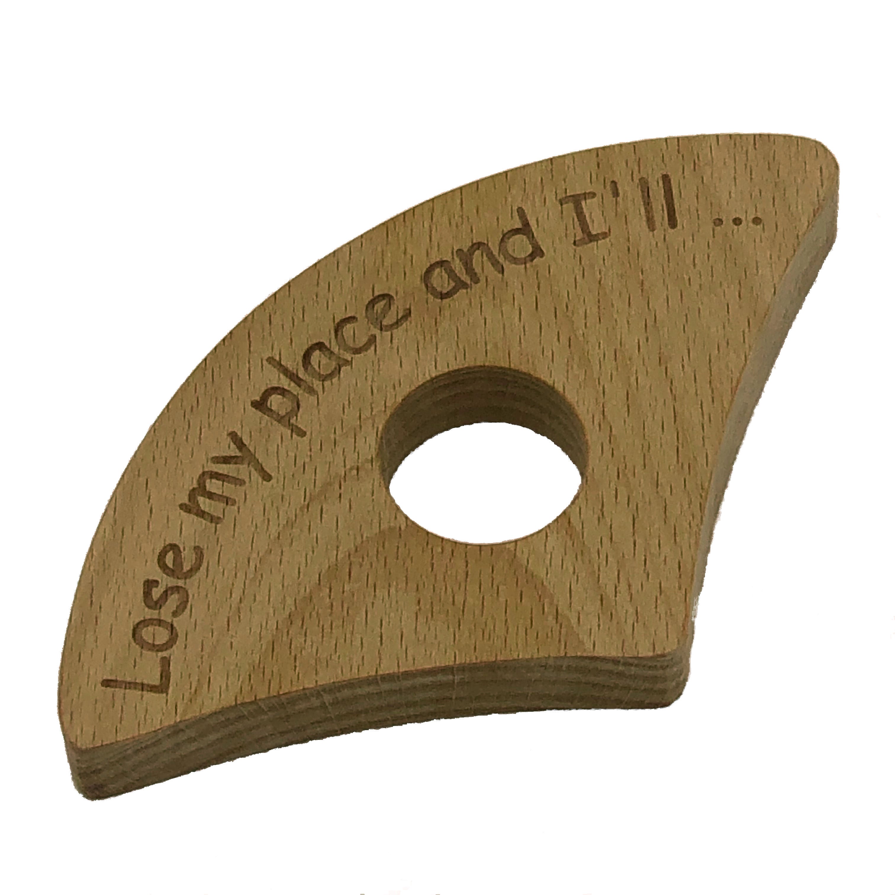 Wooden thumb book holder - lose my place and I'll rearrange your face