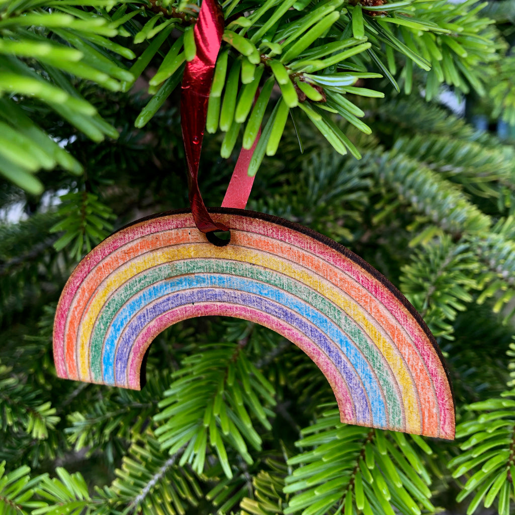Rainbow cut out - blank - coloured on tree