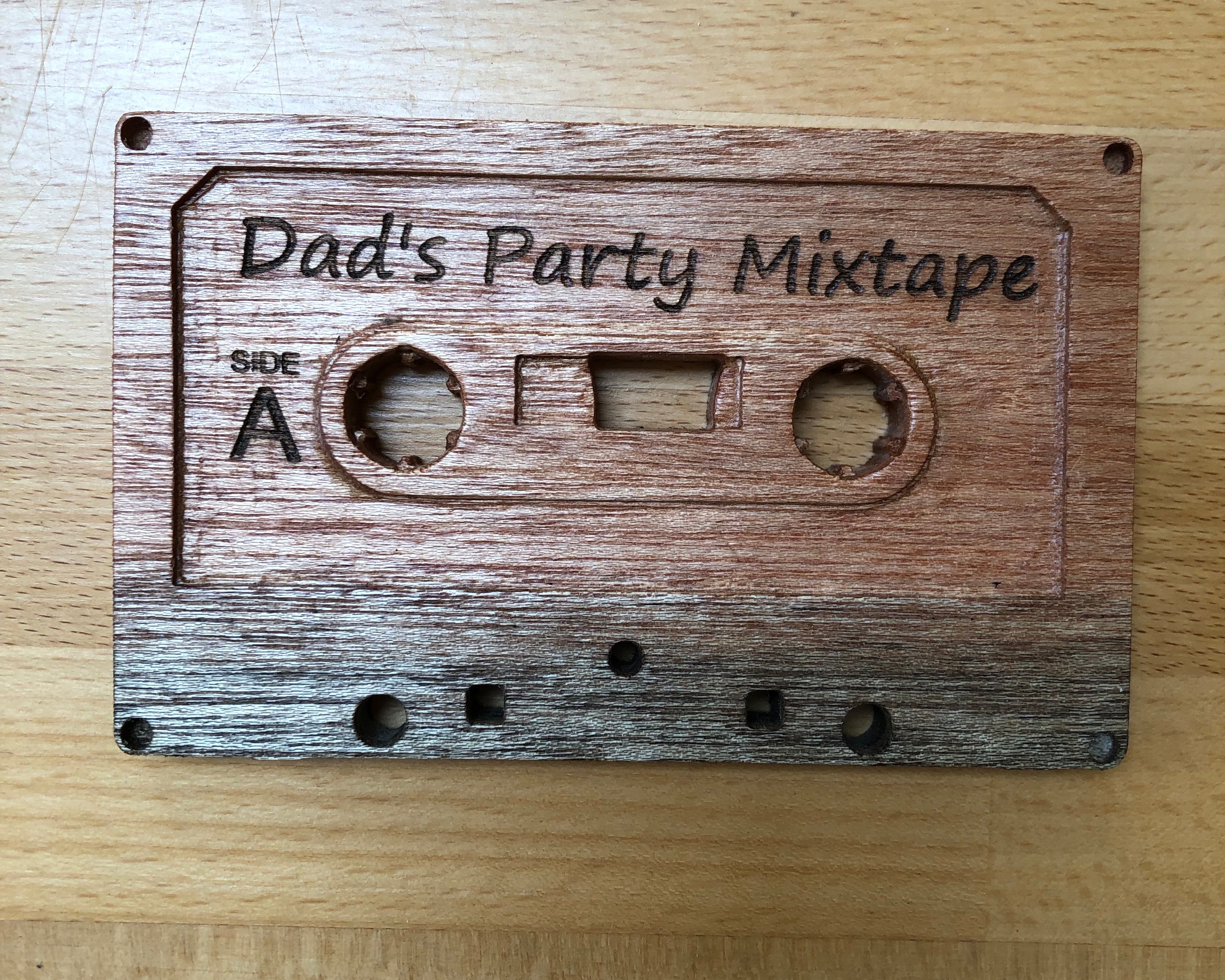 Fun personalised wooden cassette tape - coaster or ornament