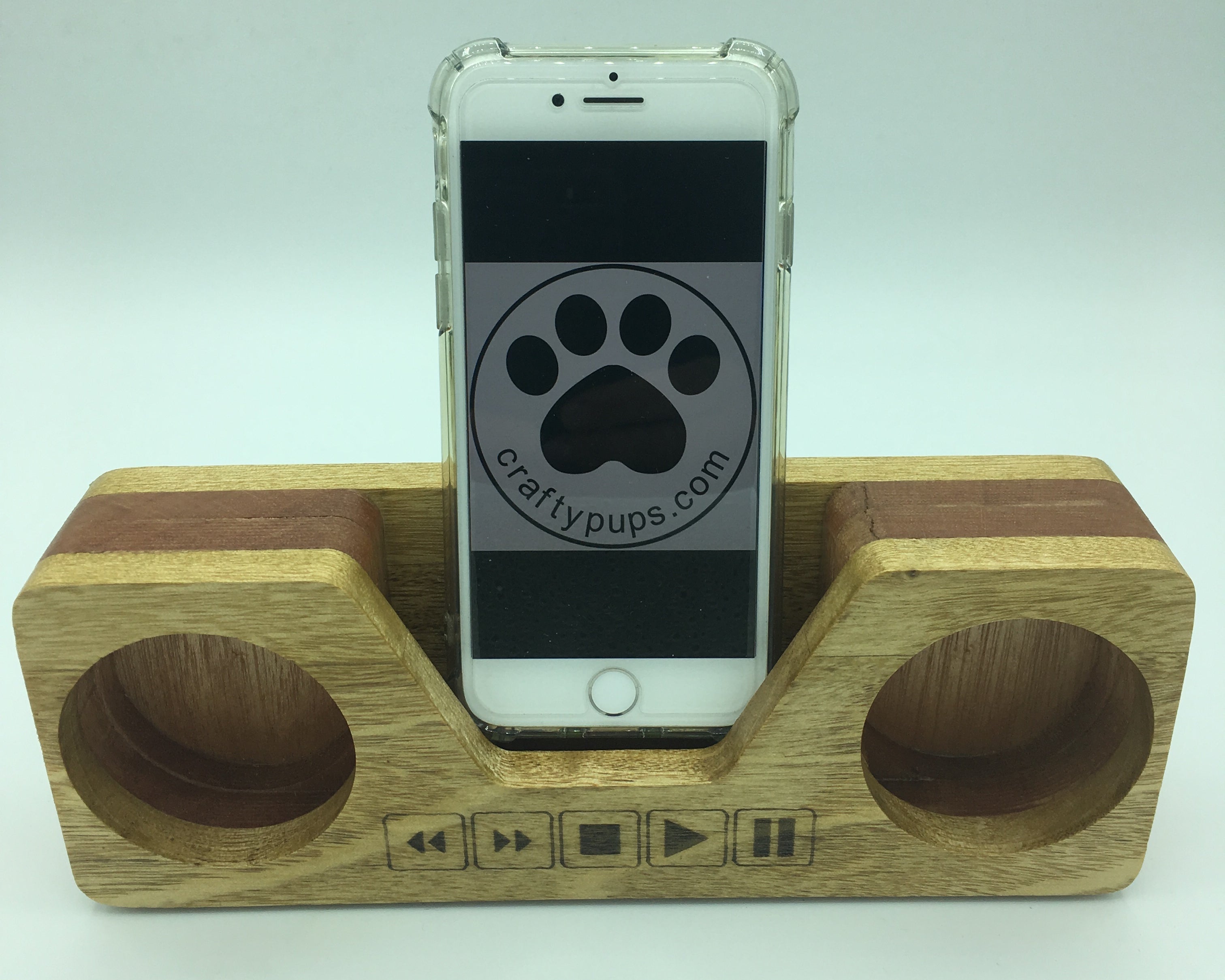 Eye-catching wooden mobile phone stand and passive speaker