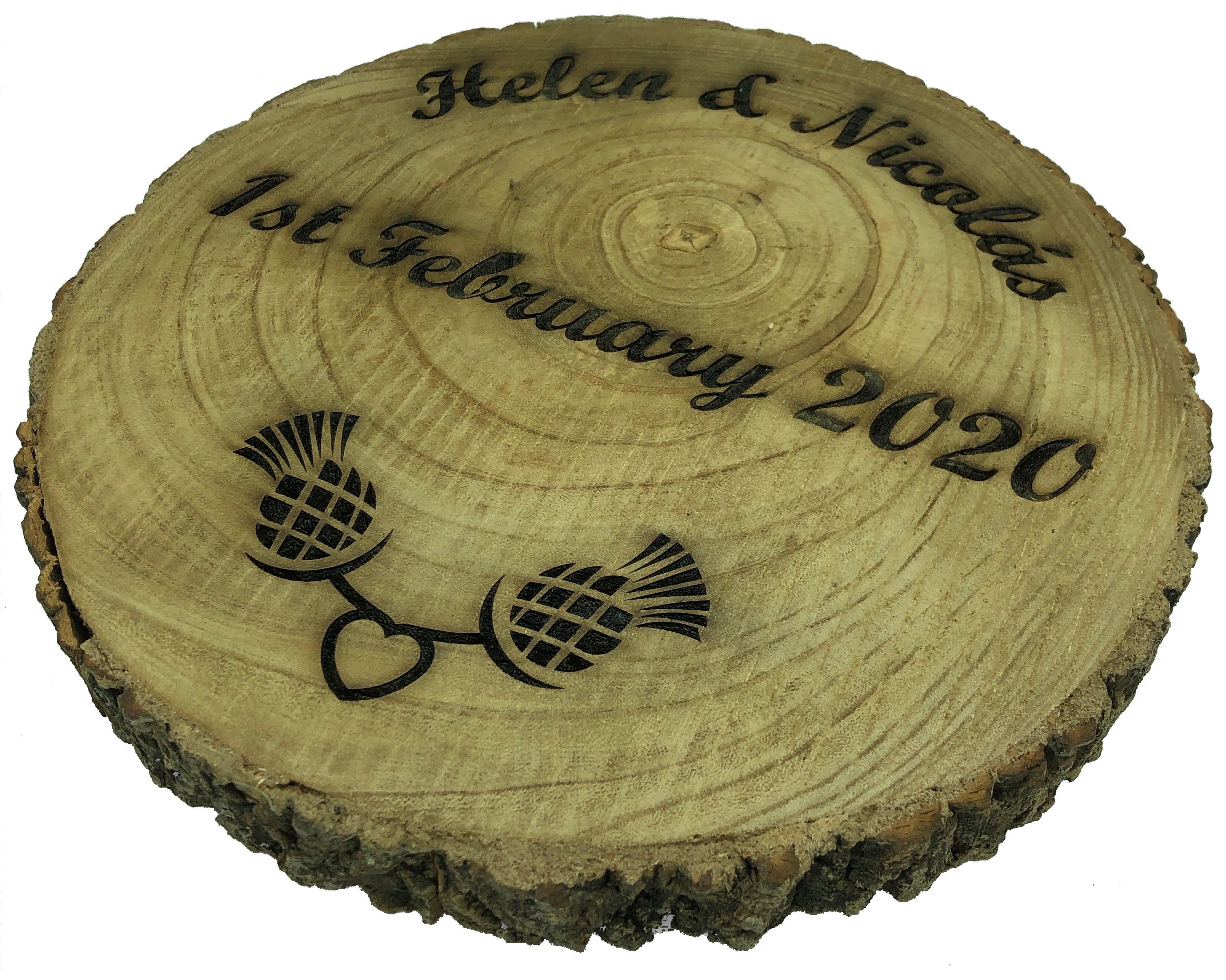 Personalised wedding gift - rustic wooden platter cake stand