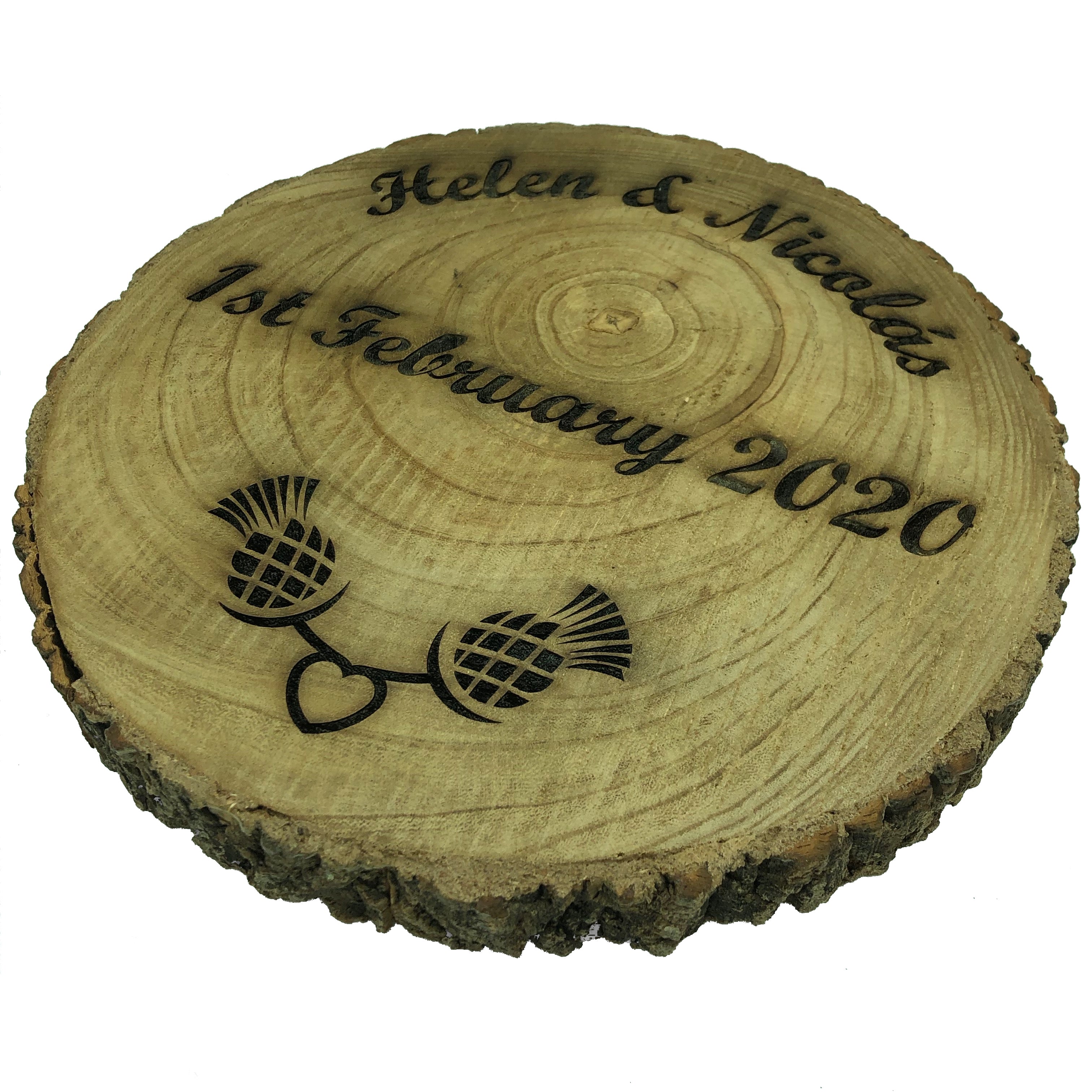 Personalised wedding gift - rustic wooden platter cake stand