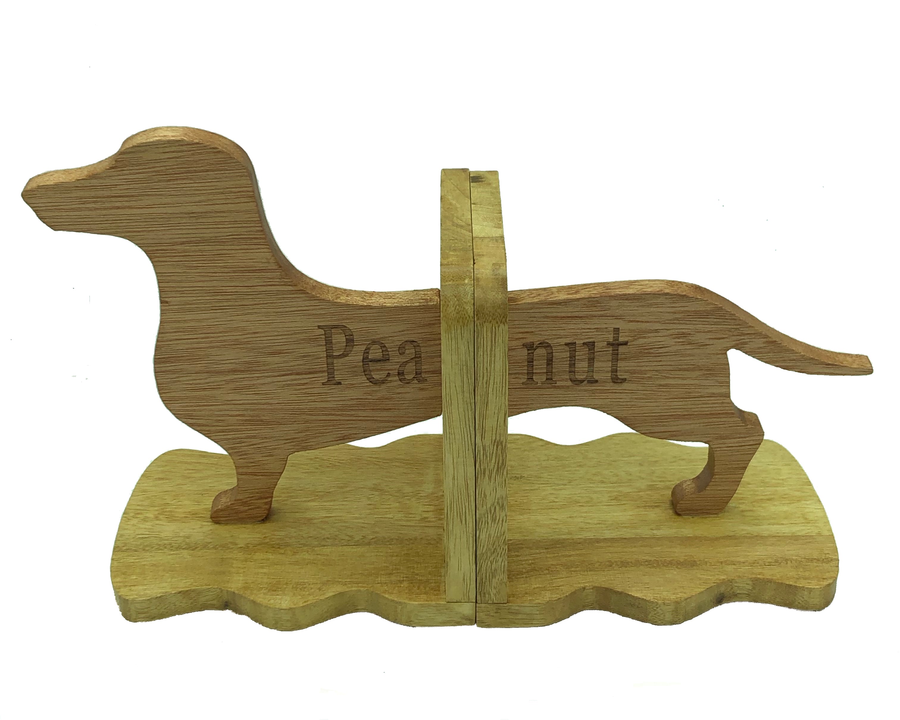 Personalised wooden bookends - dachshund, cats, pups, dinos