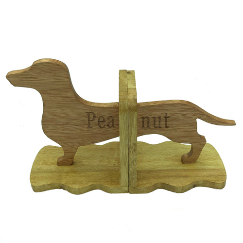 Personalised wooden bookends - dachshund, cats, pups, dinos