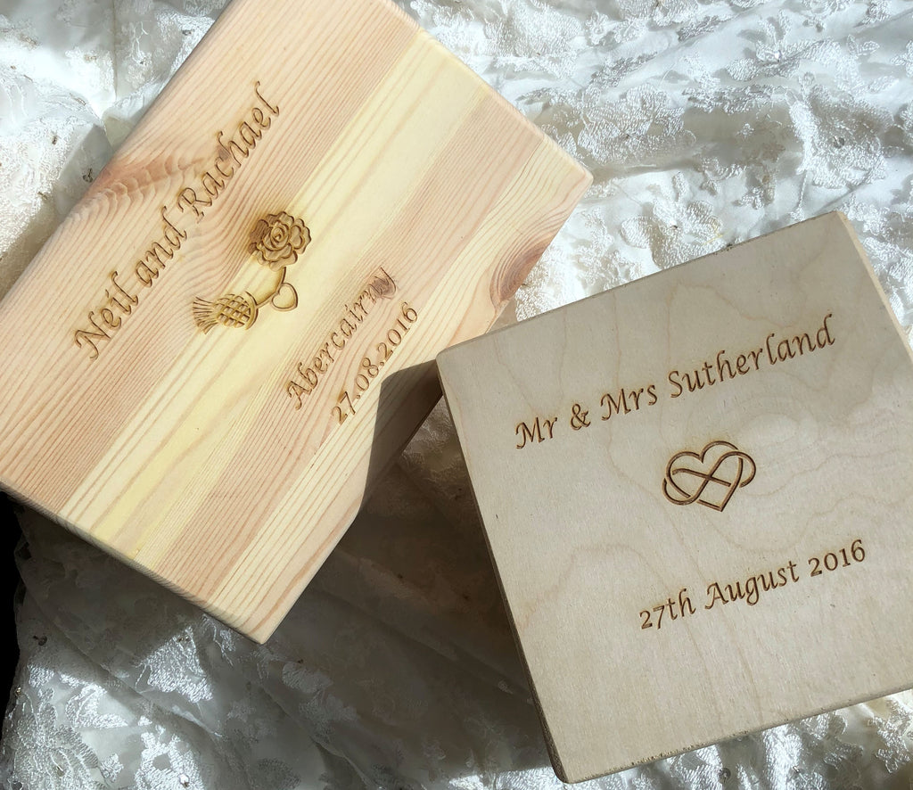 Personalised wedding keepsake memory boxes - medium and large