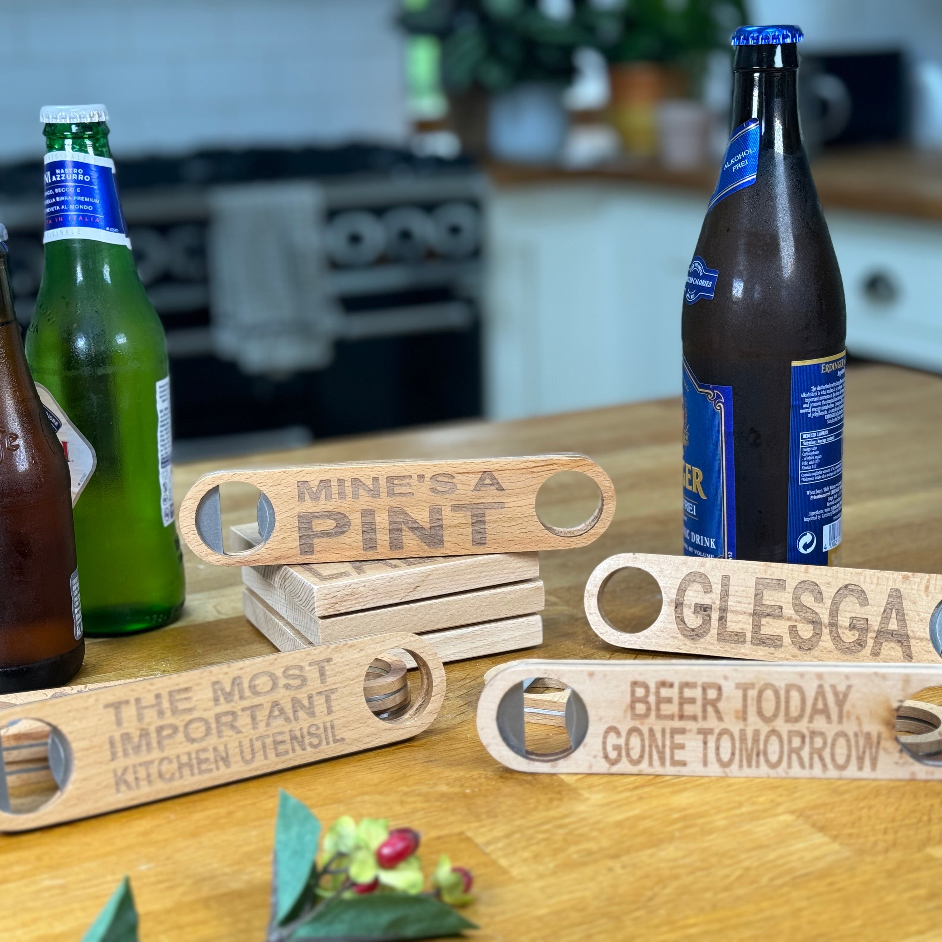Wooden bottle openers - drinking collection