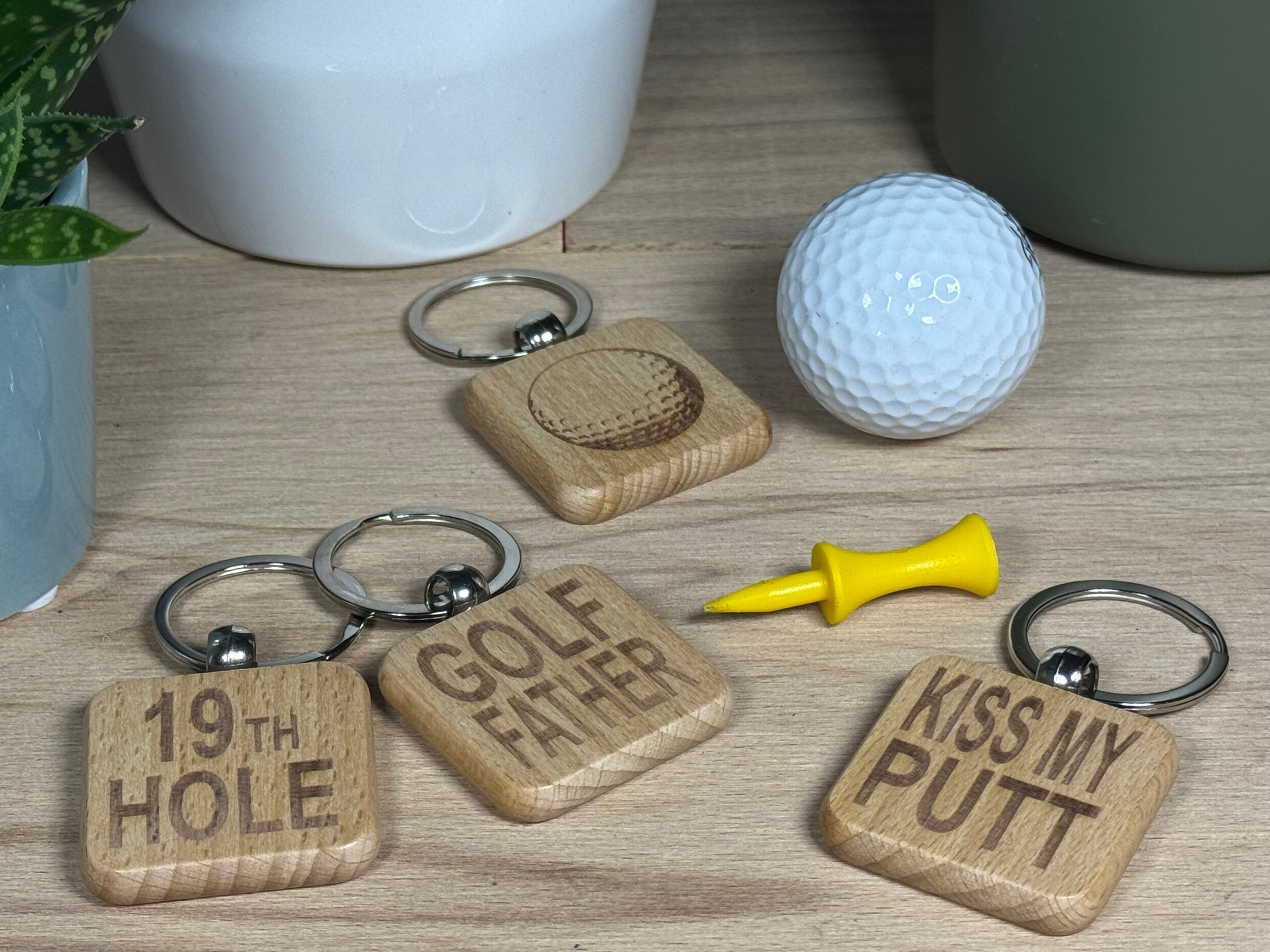 Wooden keyrings - golf collection