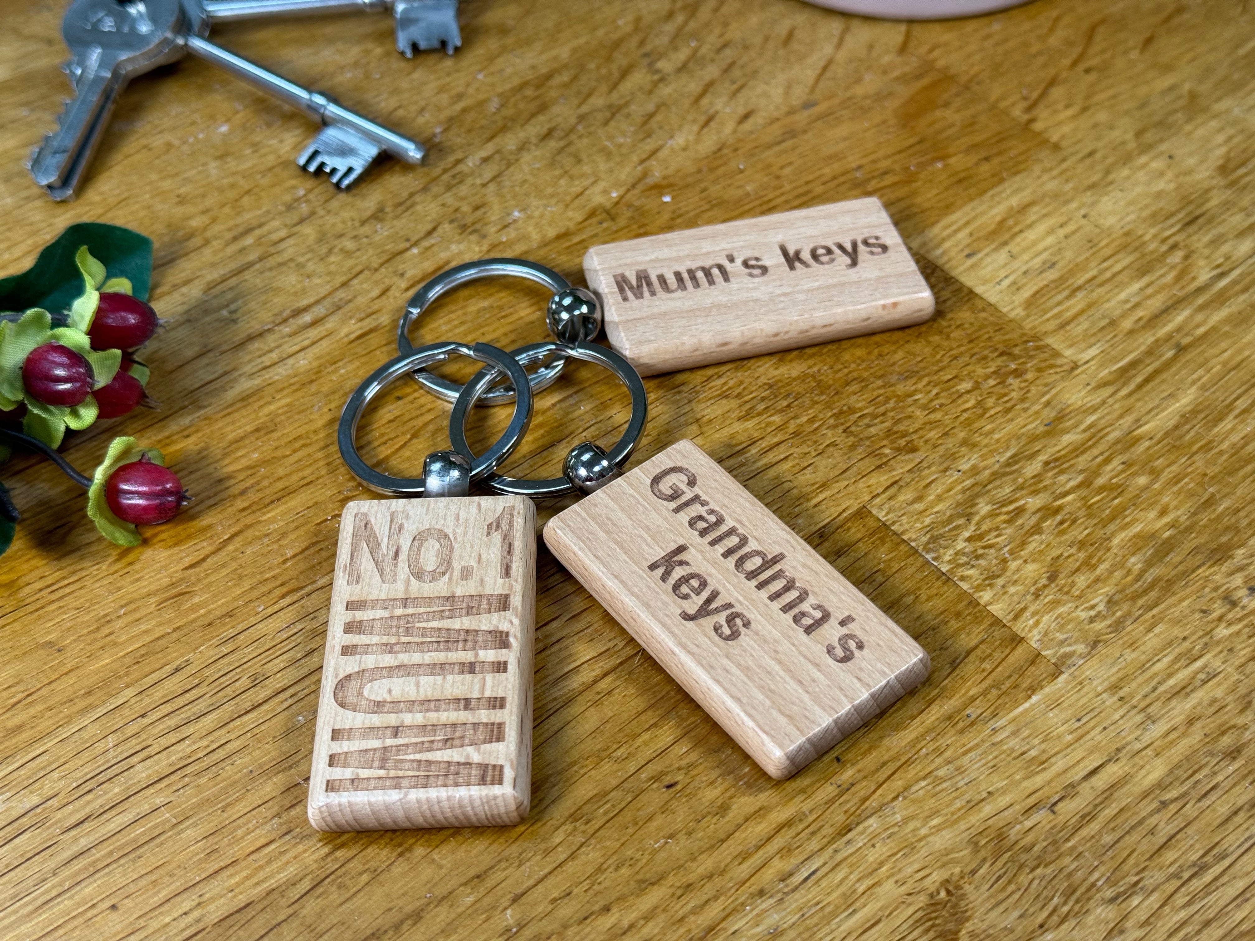 Wooden keyrings for her