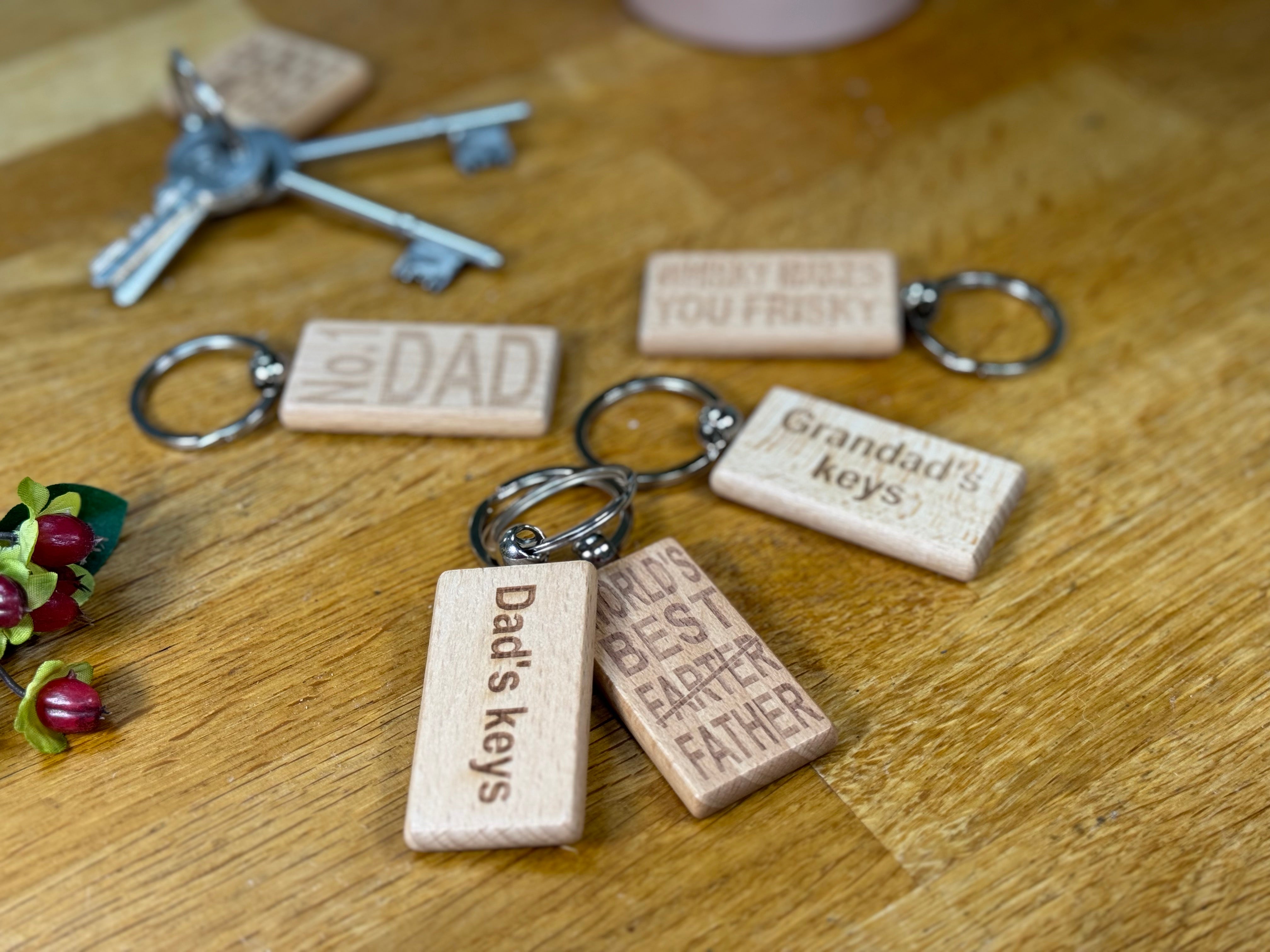 Wooden keyrings for him