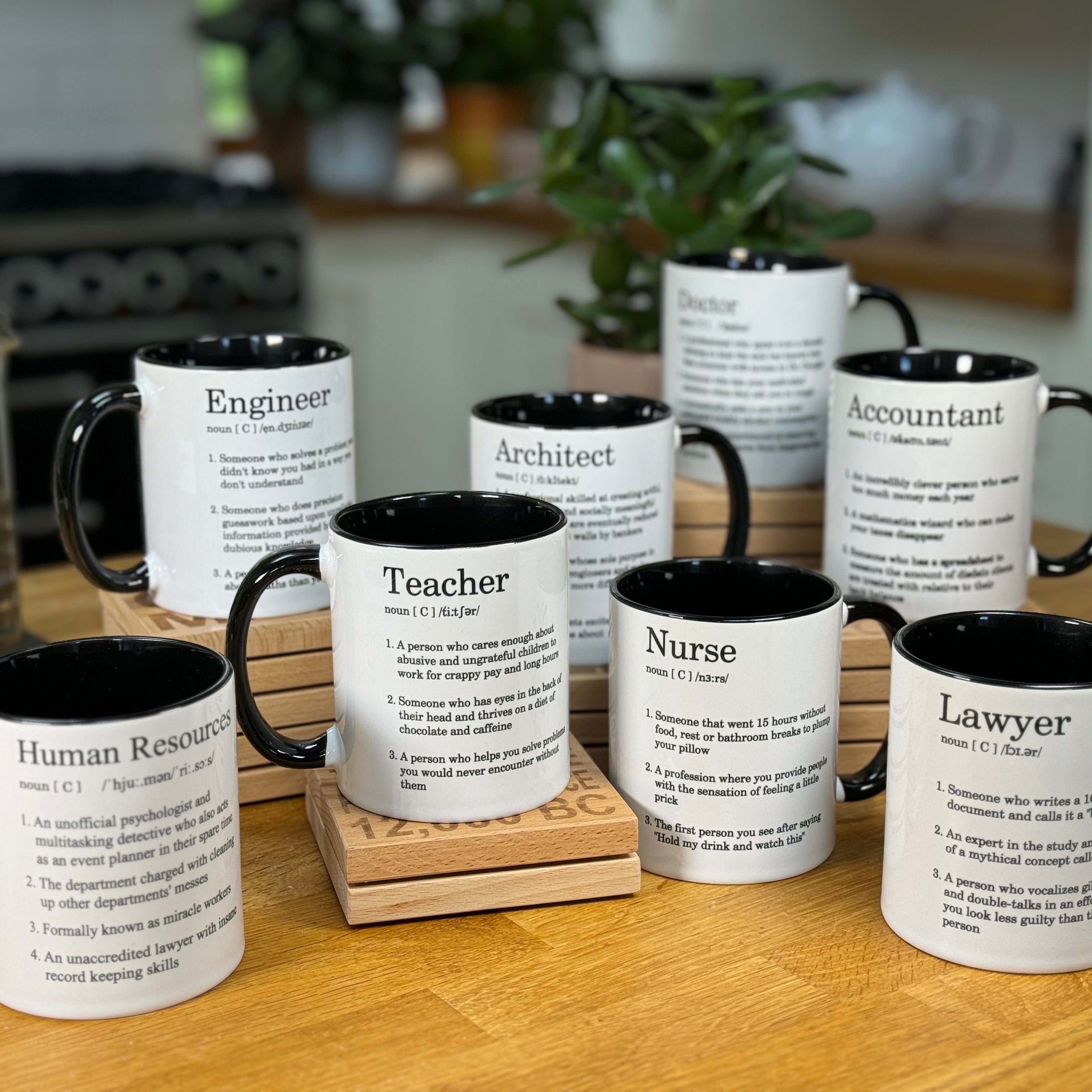 Ceramic mugs - occupations definitions collection