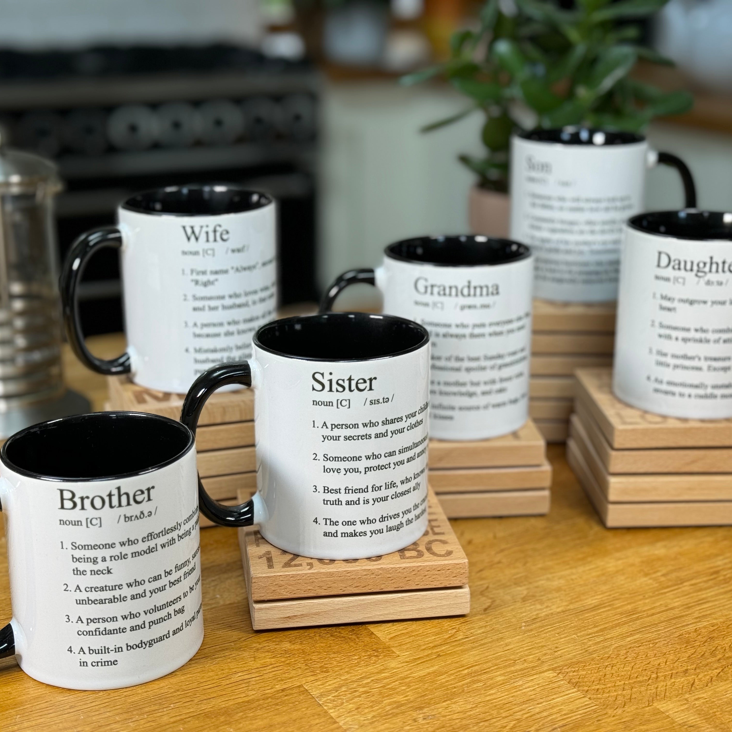 Ceramic mugs - family definitions collection