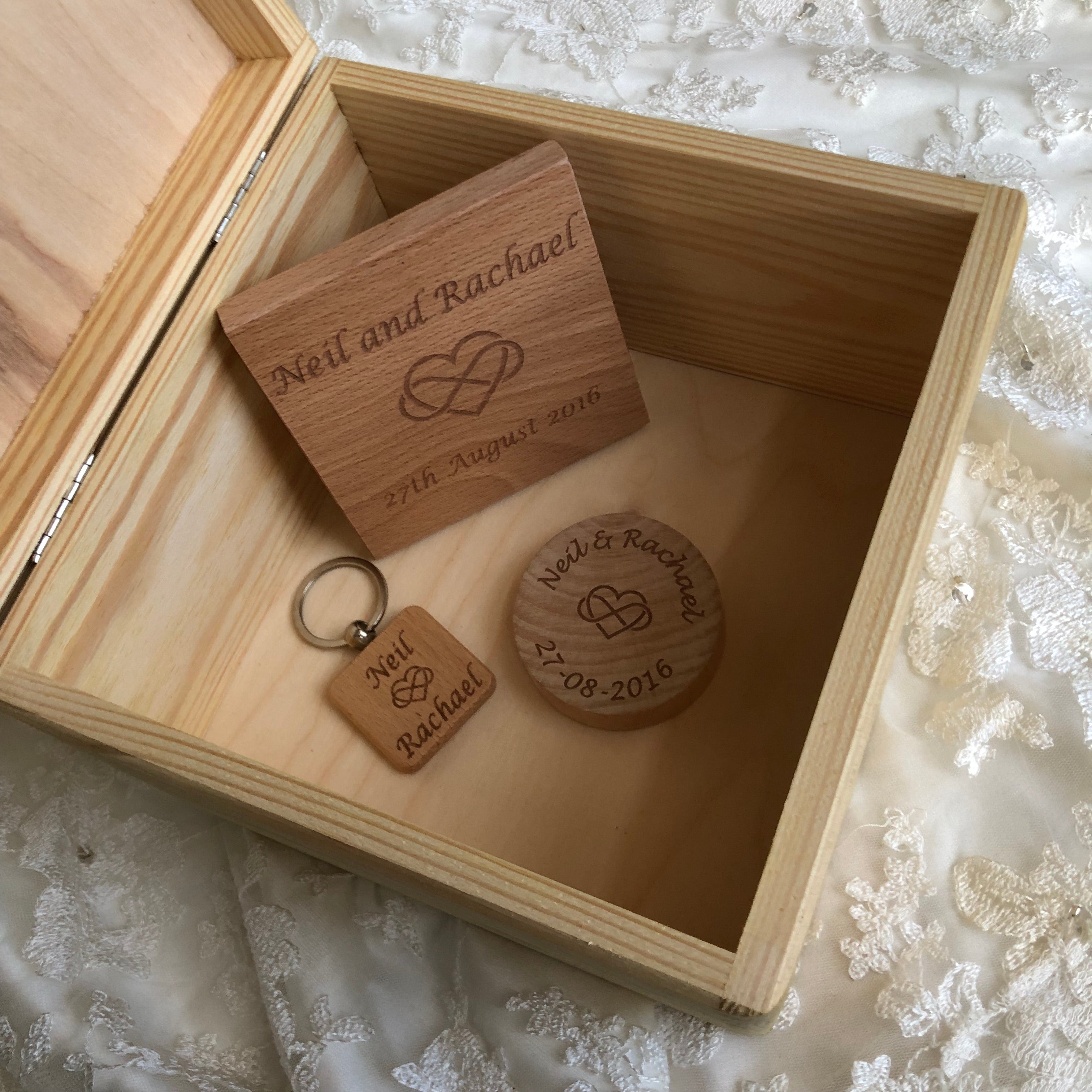 Personalised wooden keepsake memory box