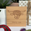 Wooden coaster gift - Scottish highland cow - hairy coo