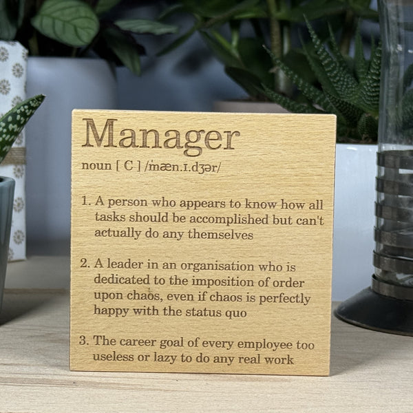 Wooden coaster - occupation - manager