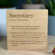 Wooden coaster - occupation - secretary