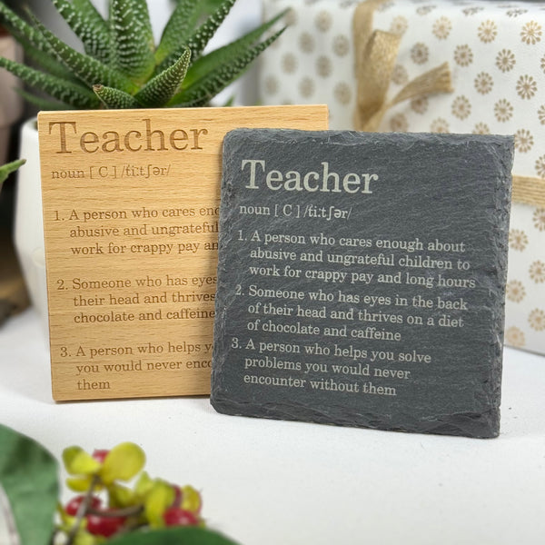 Wooden or slate coaster - occupation - teacher