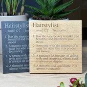 Wood and slate coaster - occupation - hairstylist