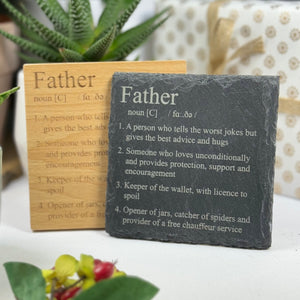 Wooden or slate coaster gift - father