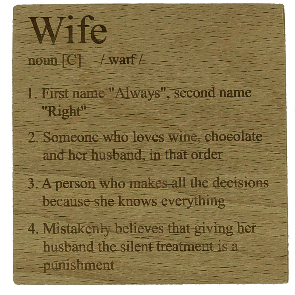 Wooden coaster - family definitions - wedding - wife