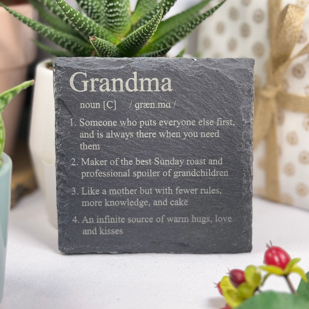 Slate coaster gift for grandma - definition