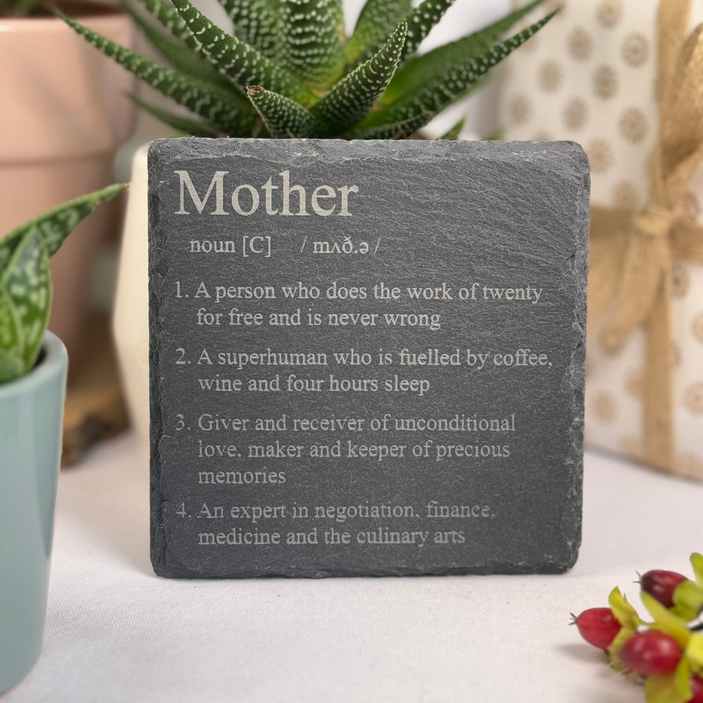 Slate coaster gift for mother - definition