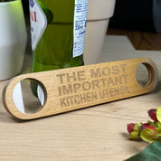 Wooden bottle opener gift - the most important kitchen utensil