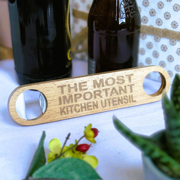Wooden bottle opener gift - the most important kitchen utensil