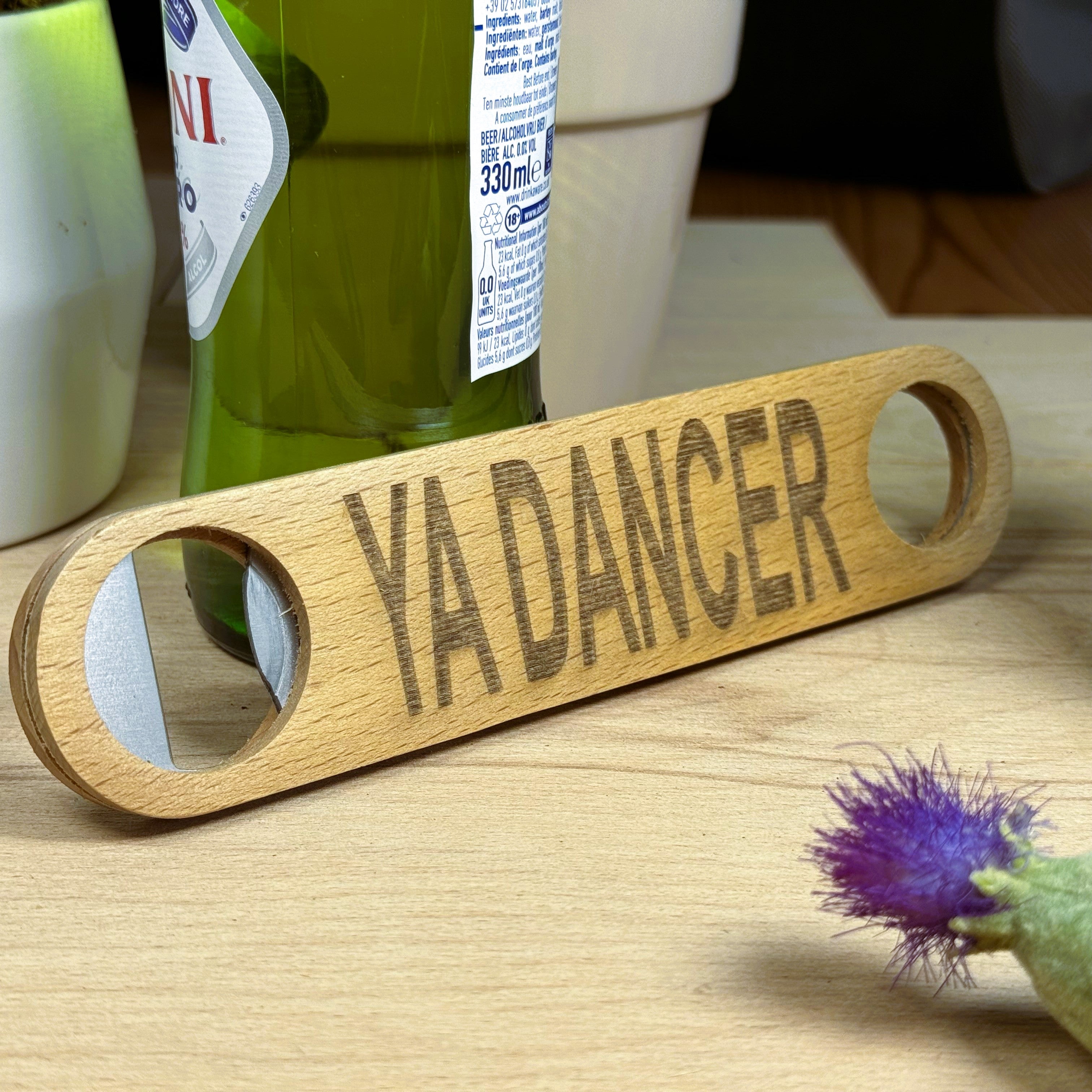 Wooden bottle opener gift - Scottish dialect - ya dancer