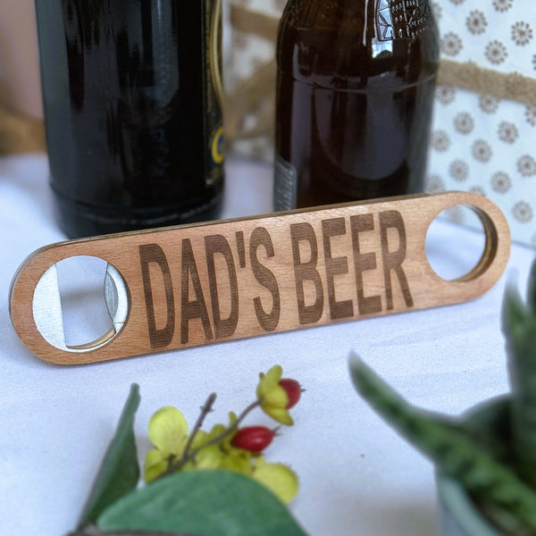 Wooden bottle opener gift for father - dad's beer
