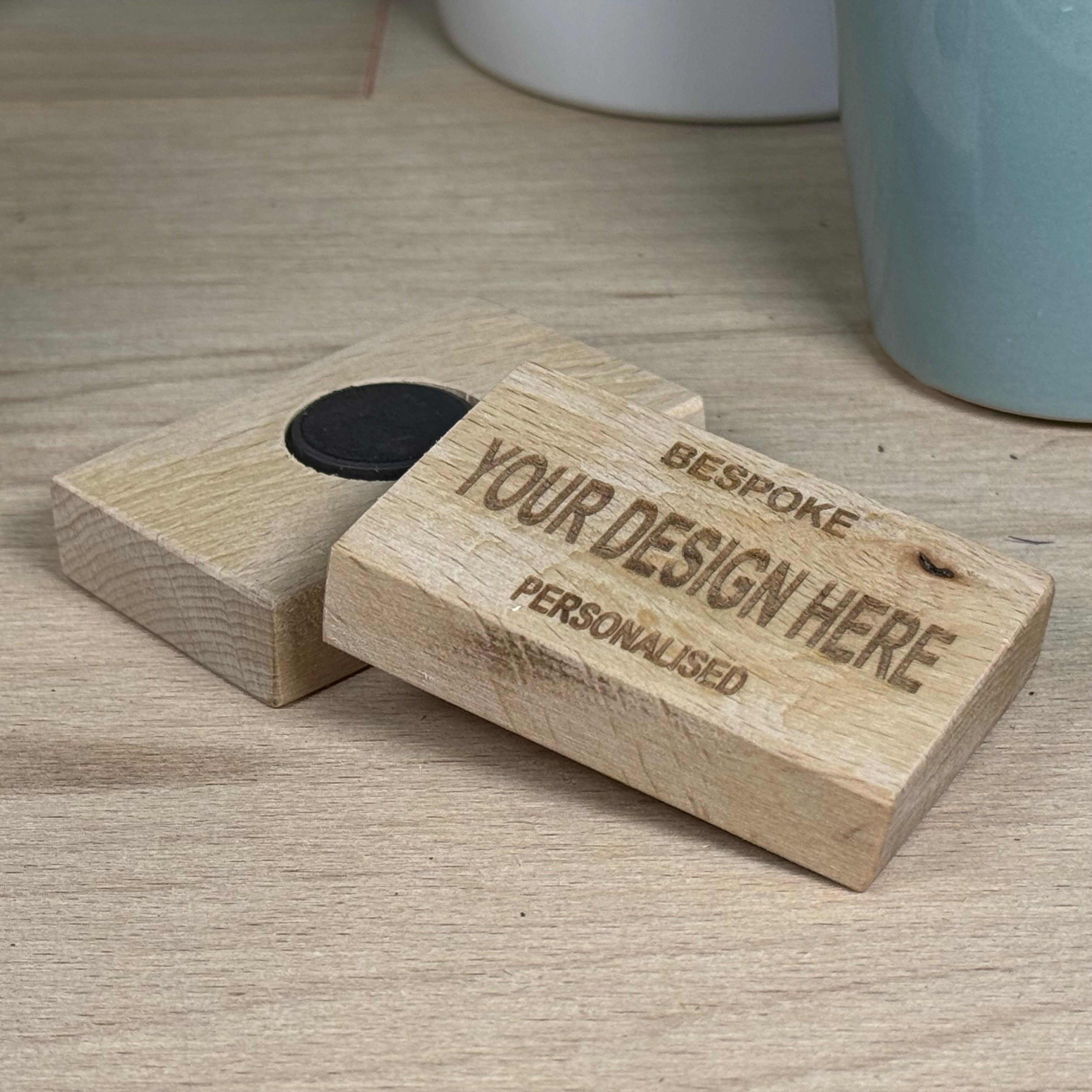 Personalised wooden fridge magnet - rectangular