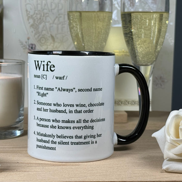 Ceramic mug - white and black - wedding gift - wife