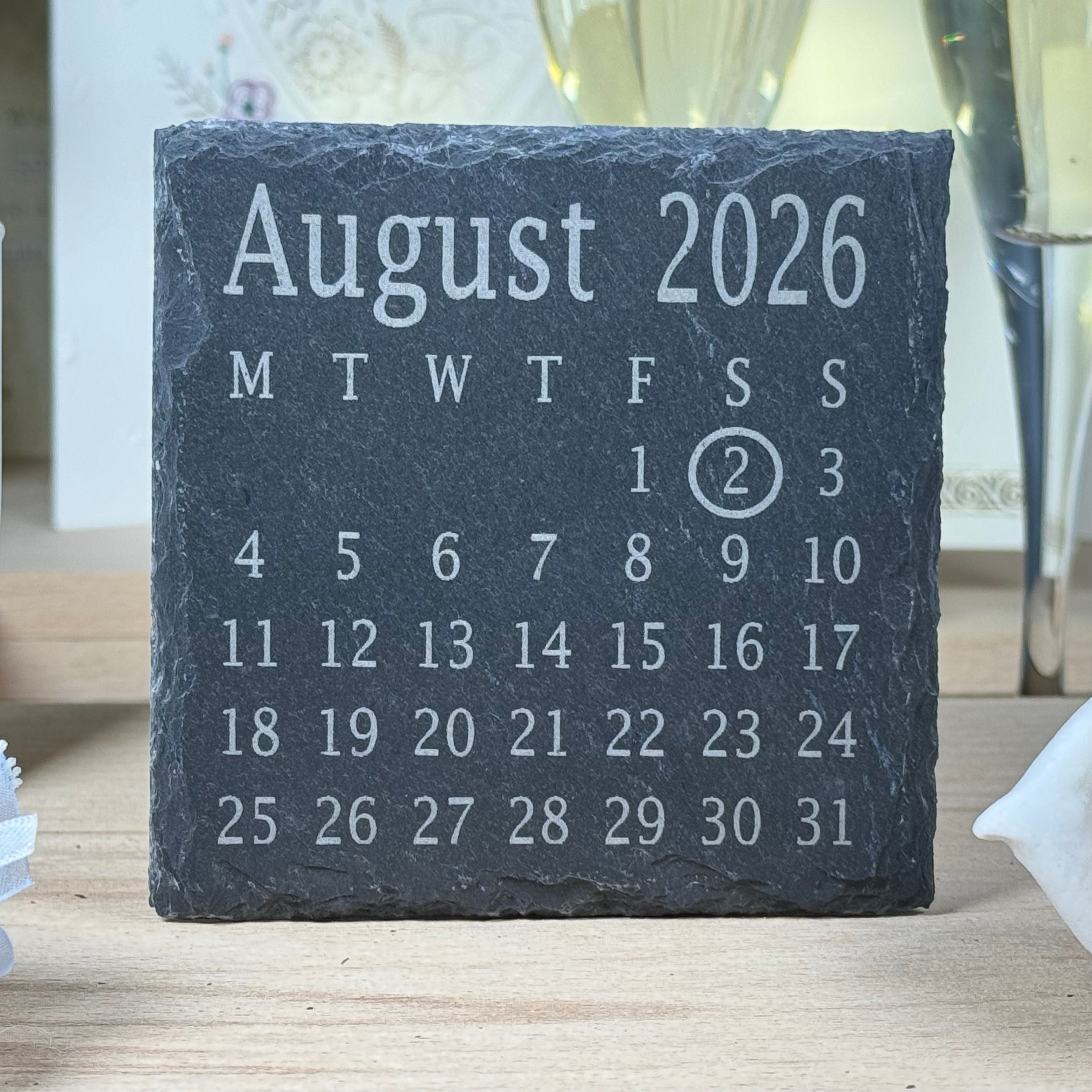 Slate coaster - personalised calendar