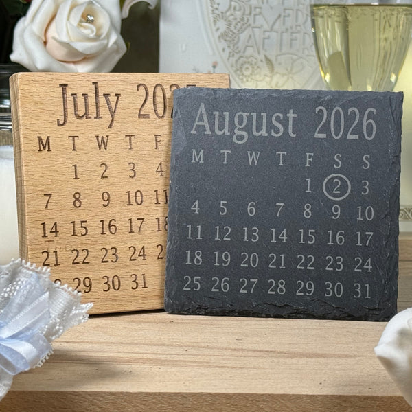 Wooden or slate coaster - personalised calendar