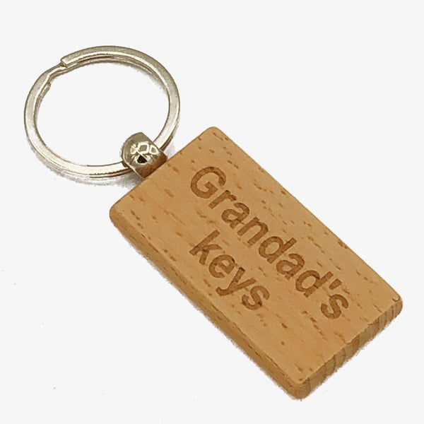 Wooden keyring - gift for Grandad - laser engraved with Grandad's keys