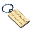 Personalised wedding keyring - favour - rectangular - names and date, classic