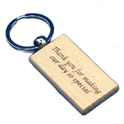 Personalised wedding keyring - favour - rectangular - guest thank you