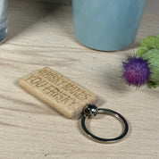 Wooden keyring - whisky makes you frisky