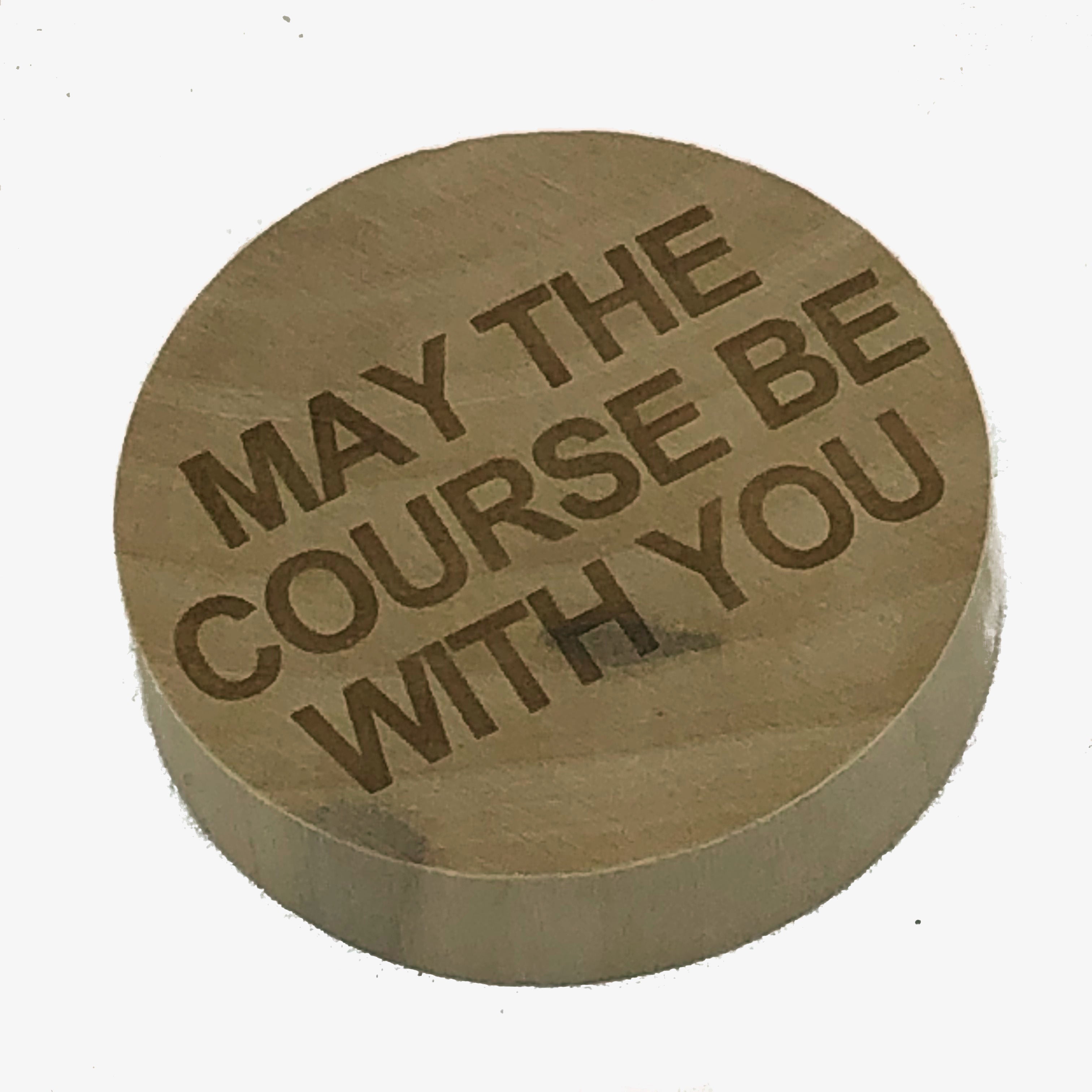 Wooden fridge magnet bottle opener - golf - may the course be with you