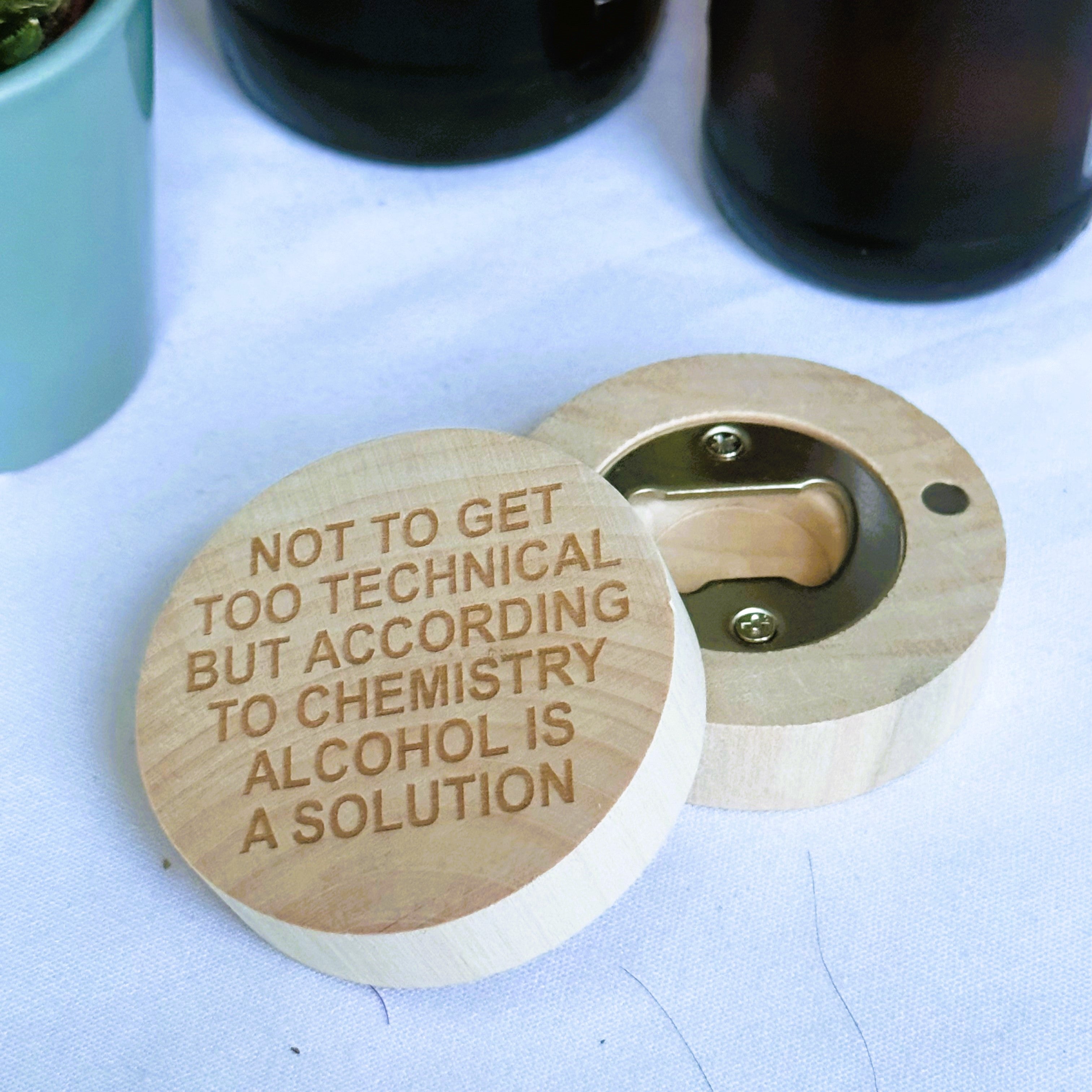  bottle opener laser engraved with alcohol is a solution