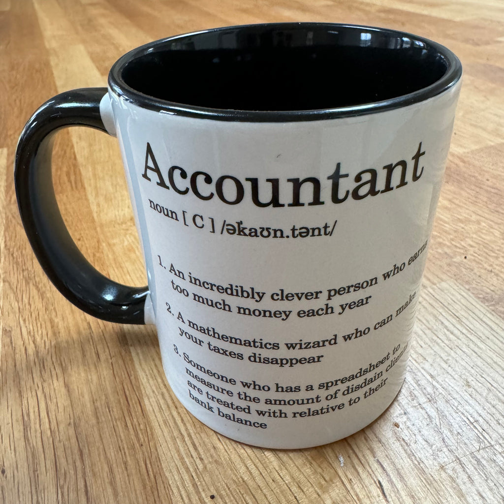Ceramic mug - white and black - accountant gift
